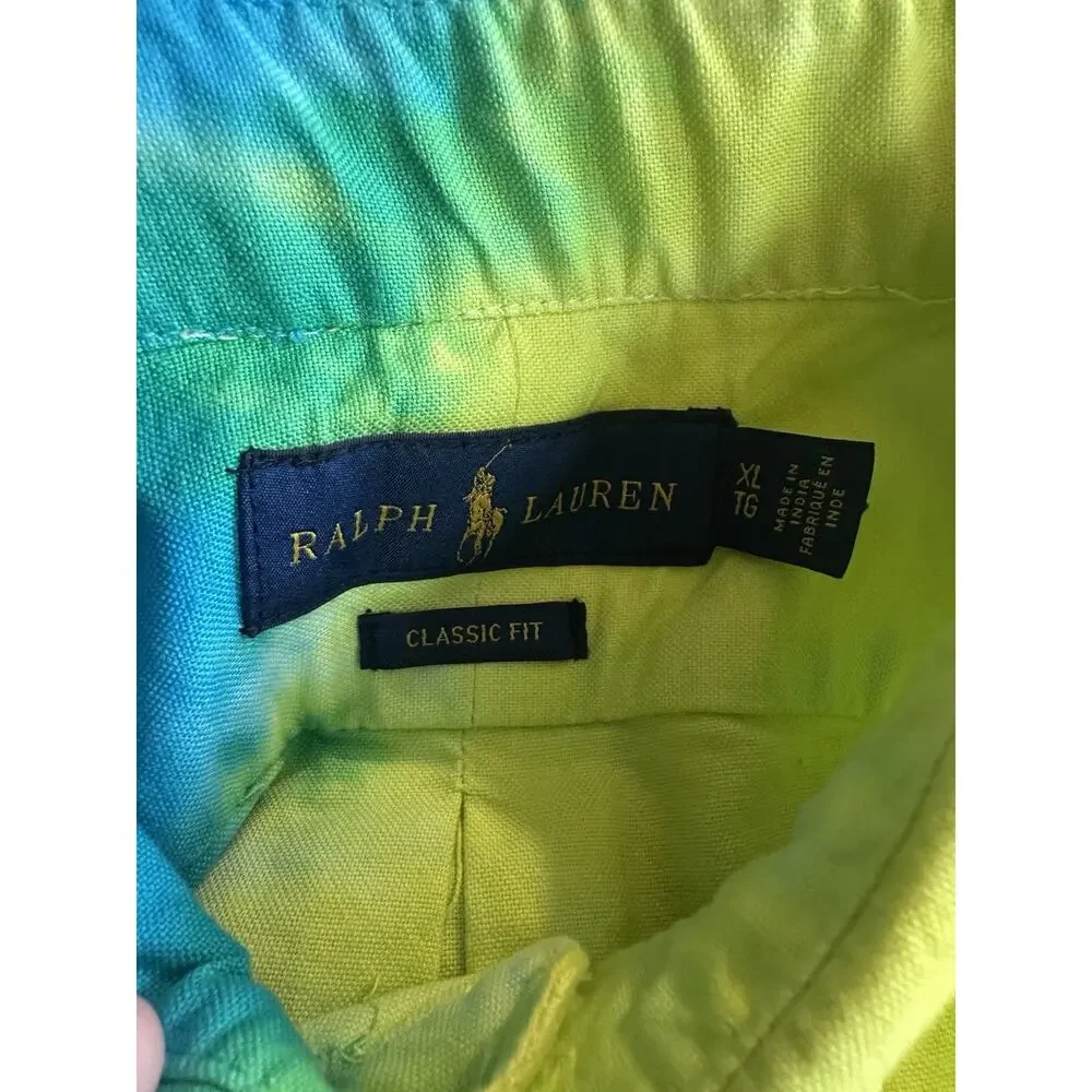 Polo Ralph Lauren Men Classic Fit Pony Colorful Tie Dye Oxford Shirt - XL